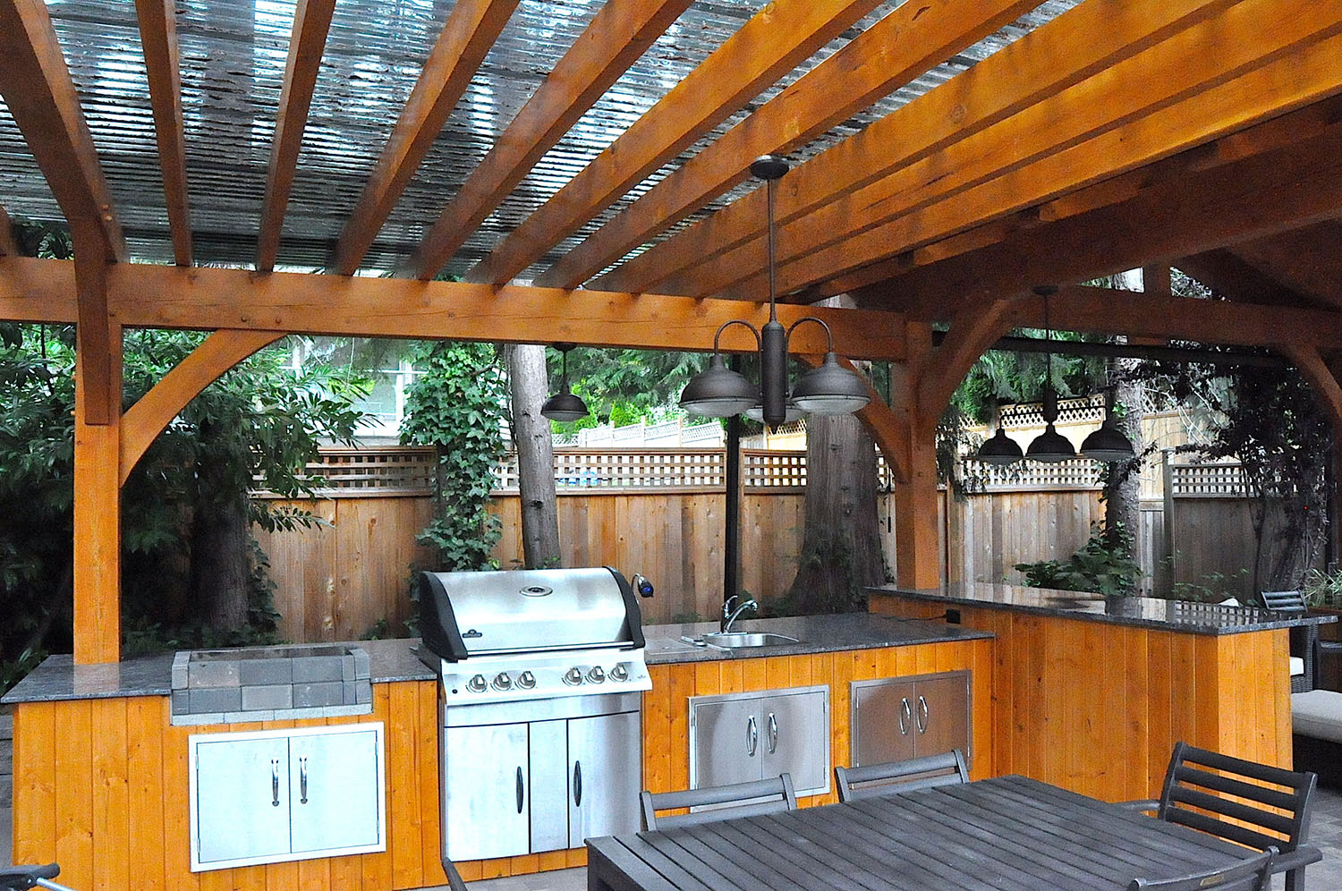 Cedar Timber Pavilion Outdoor Kitchen | White Rock