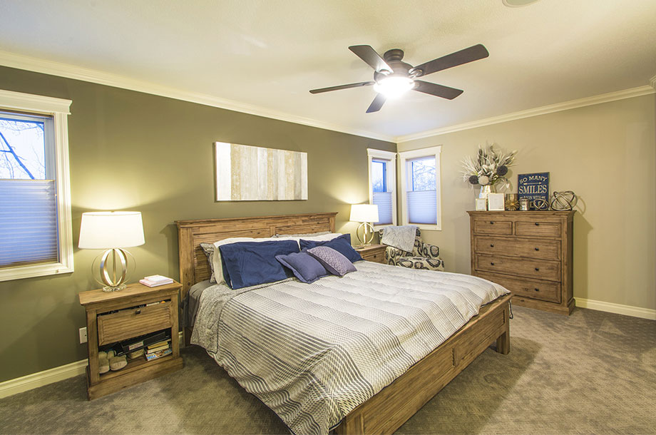 guest room with a small lamp on each night stand