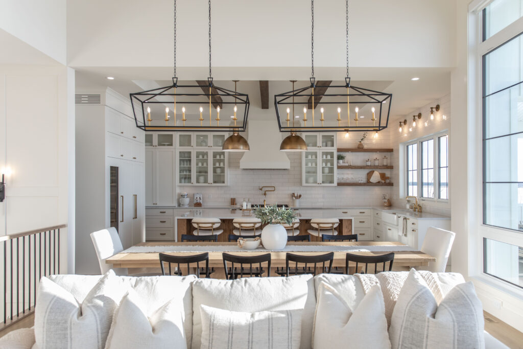 modern farmhouse kitchen with white and black features