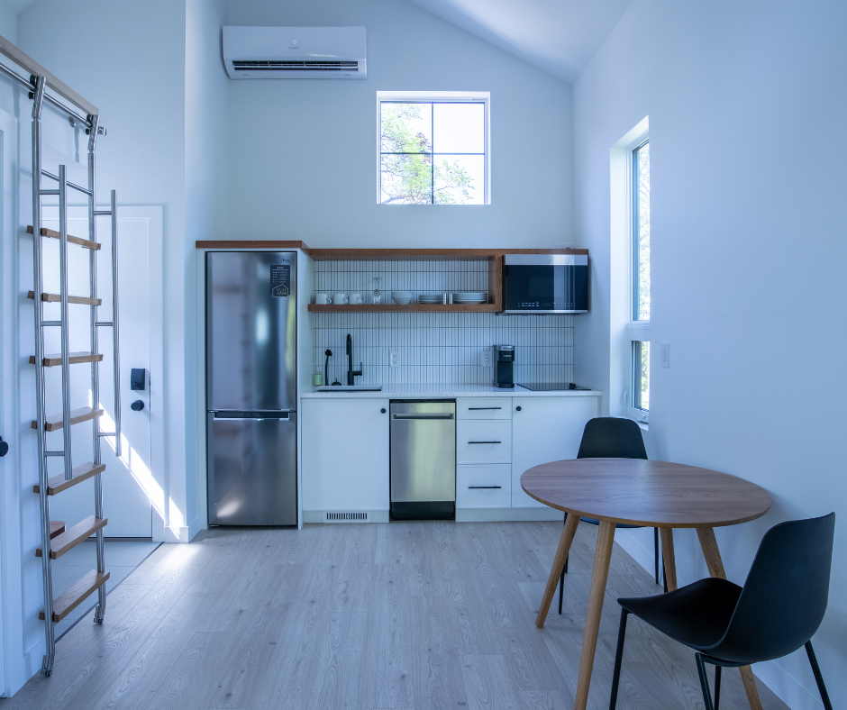 inside of a laneway house kitchen space