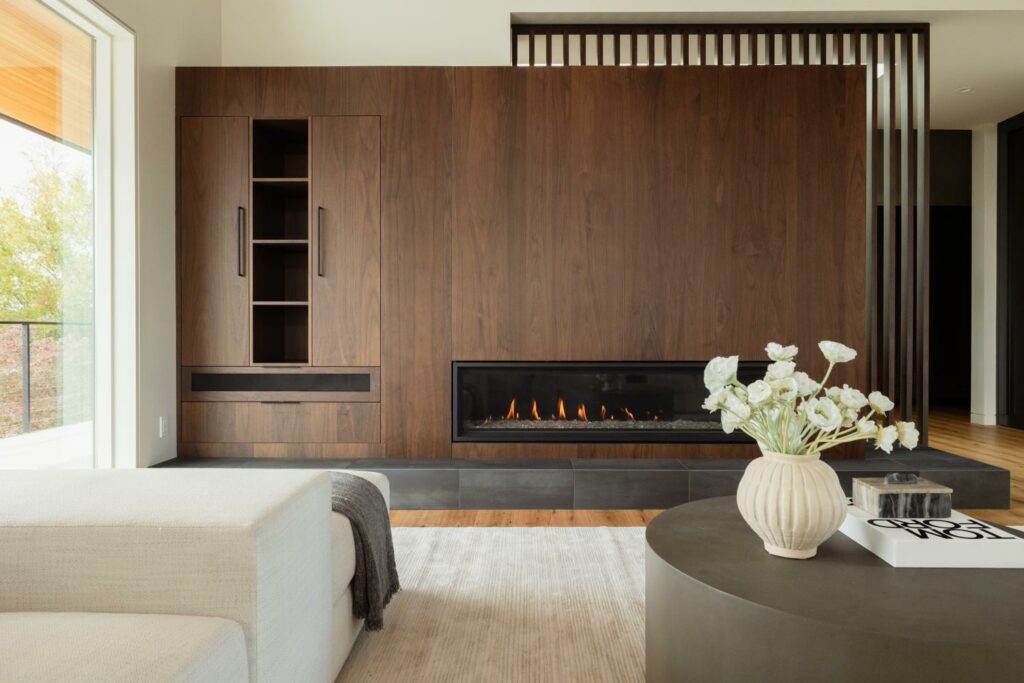 modern coffee table design idea | add a floral arrangement