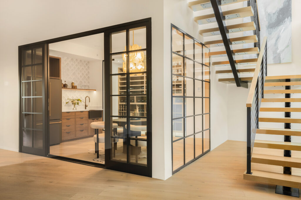 One of the wine room design ideas is to display all the wine in style and have a designated place for it
