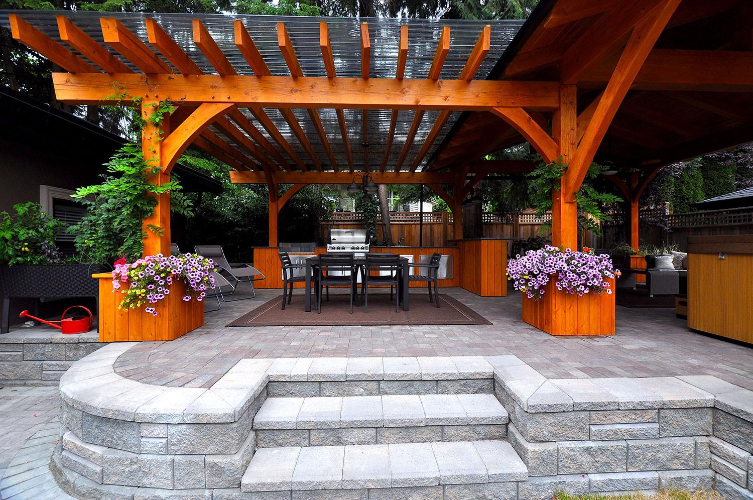 Cedar Timber Pavilion Outdoor Kitchen
