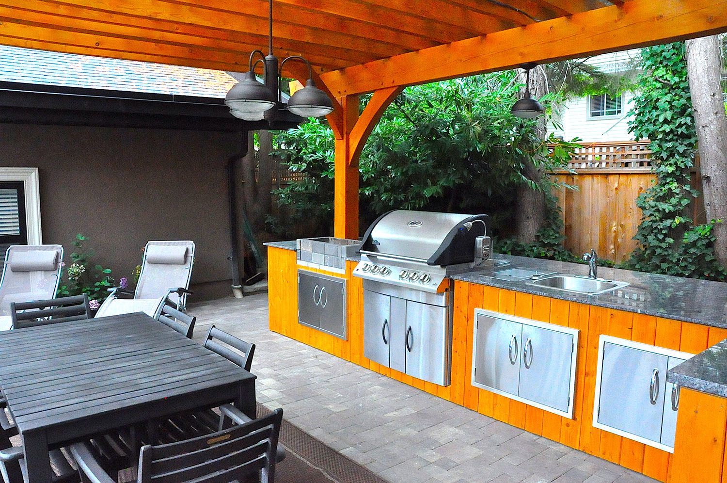 Cedar Timber Pavilion Outdoor Kitchen