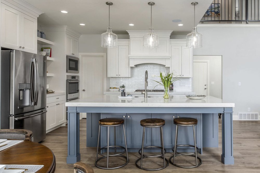 Grey Blue Kitchen Island