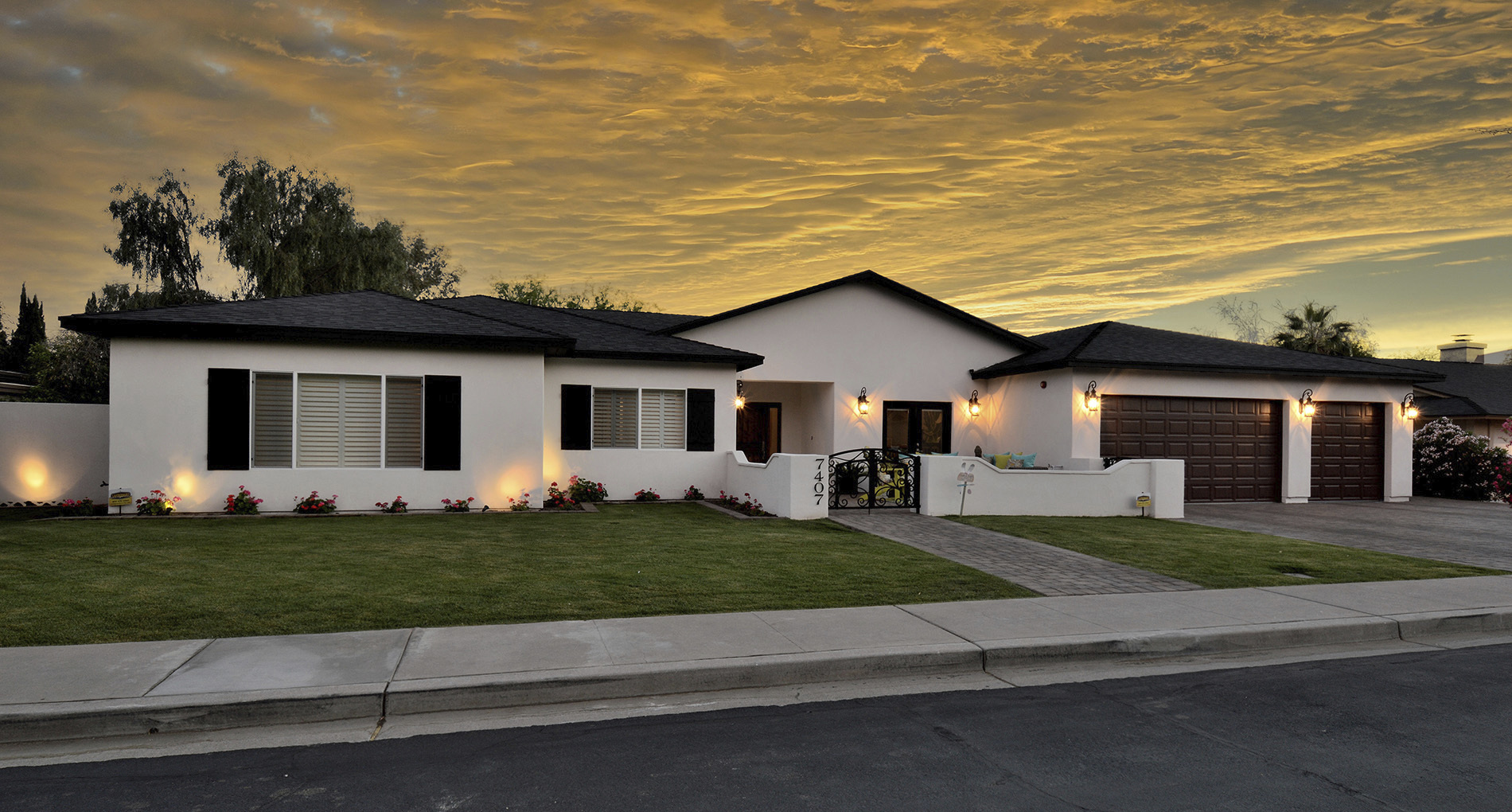 Custom Home Glowing in Chandler Sunset