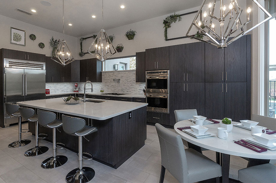 custom kitchen with succulents above cabinetry