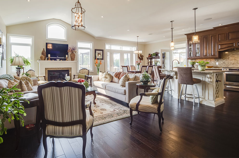 living space with dark luxury vinyl flooring